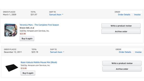 Amazon order history